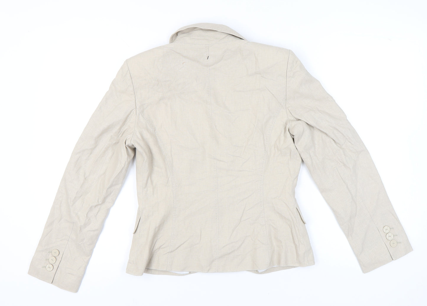 Marks and Spencer Women’s Beige Linen Blend Tailored Suit Jacket Size 10