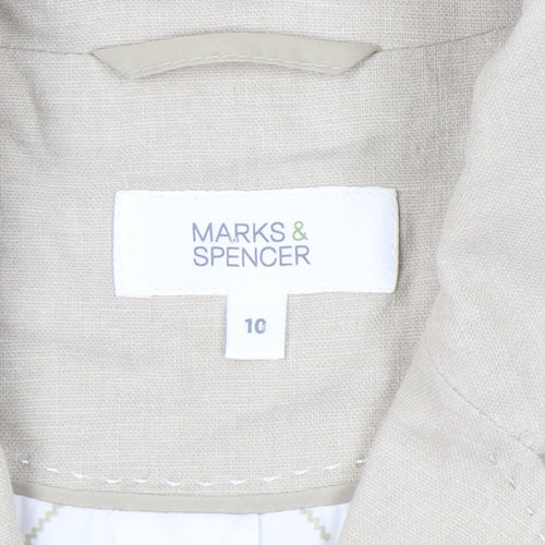 Marks and Spencer Women’s Beige Linen Blend Tailored Suit Jacket Size 10