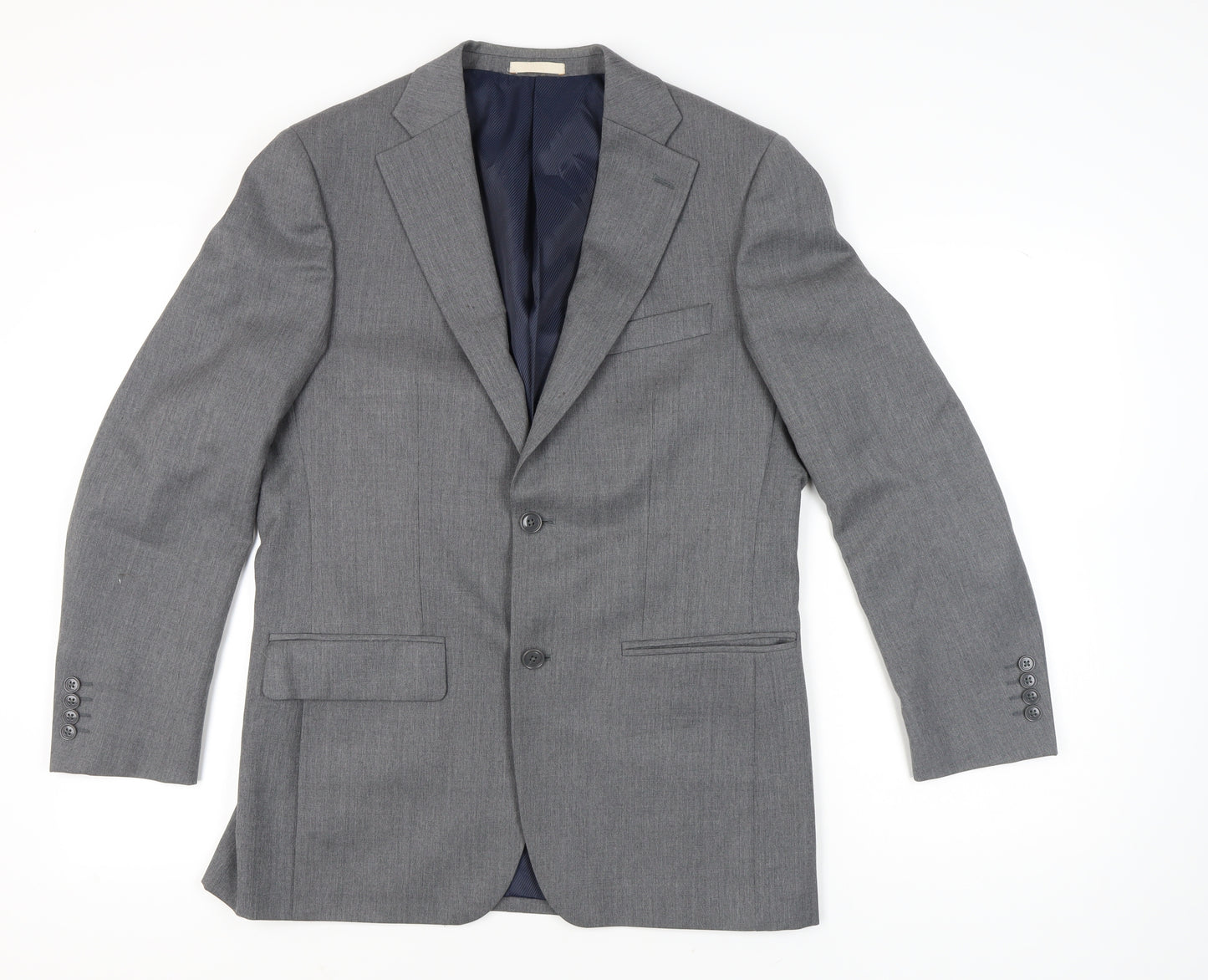 Greenwoods Men's Grey Wool Blend Blazer 38R Two-Button Classic Jacket