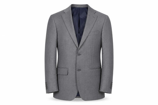 Greenwoods Men's Grey Wool Blend Blazer 38R Two-Button Classic Jacket
