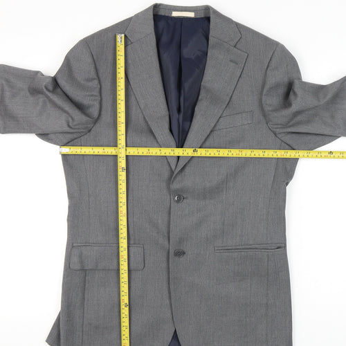 Greenwoods Men's Grey Wool Blend Blazer 38R Two-Button Classic Jacket