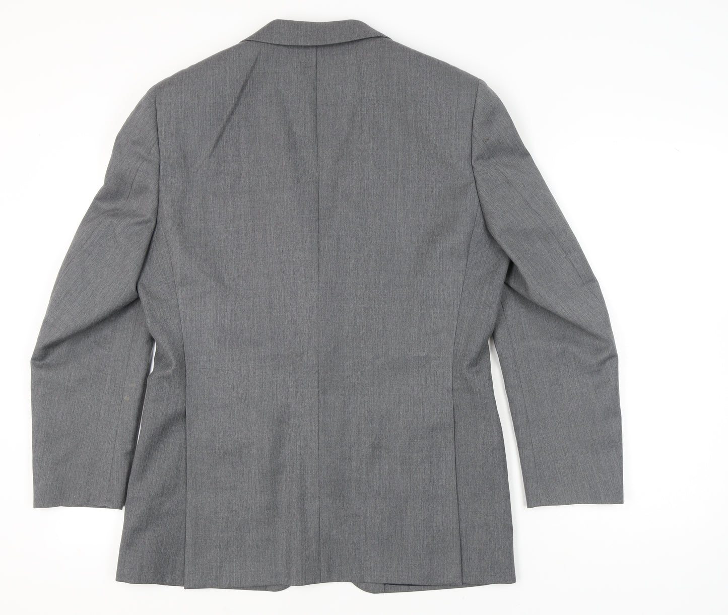 Greenwoods Men's Grey Wool Blend Blazer 38R Two-Button Classic Jacket