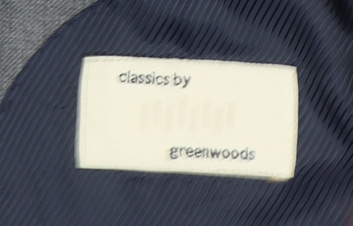 Greenwoods Men's Grey Wool Blend Blazer 38R Two-Button Classic Jacket