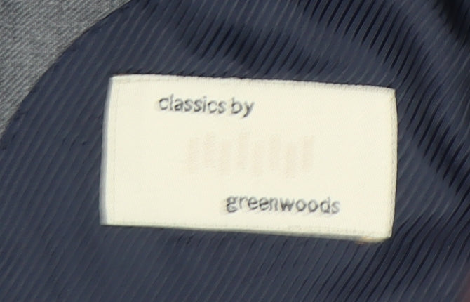 Greenwoods Men's Grey Wool Blend Blazer 38R Two-Button Classic Jacket