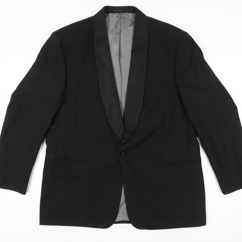 David Moss Men's Black Wool Blend Tuxedo Jacket Shawl Lapel Size 42 Regular