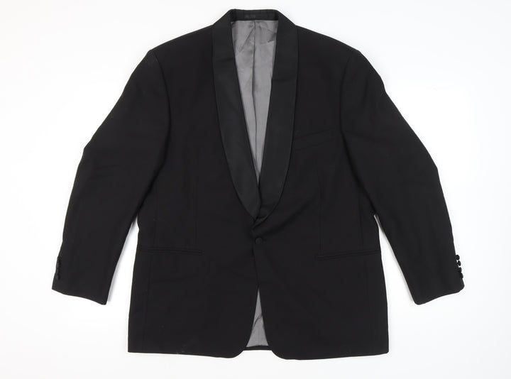 David Moss Men's Black Wool Blend Tuxedo Jacket Shawl Lapel Size 42 Regular