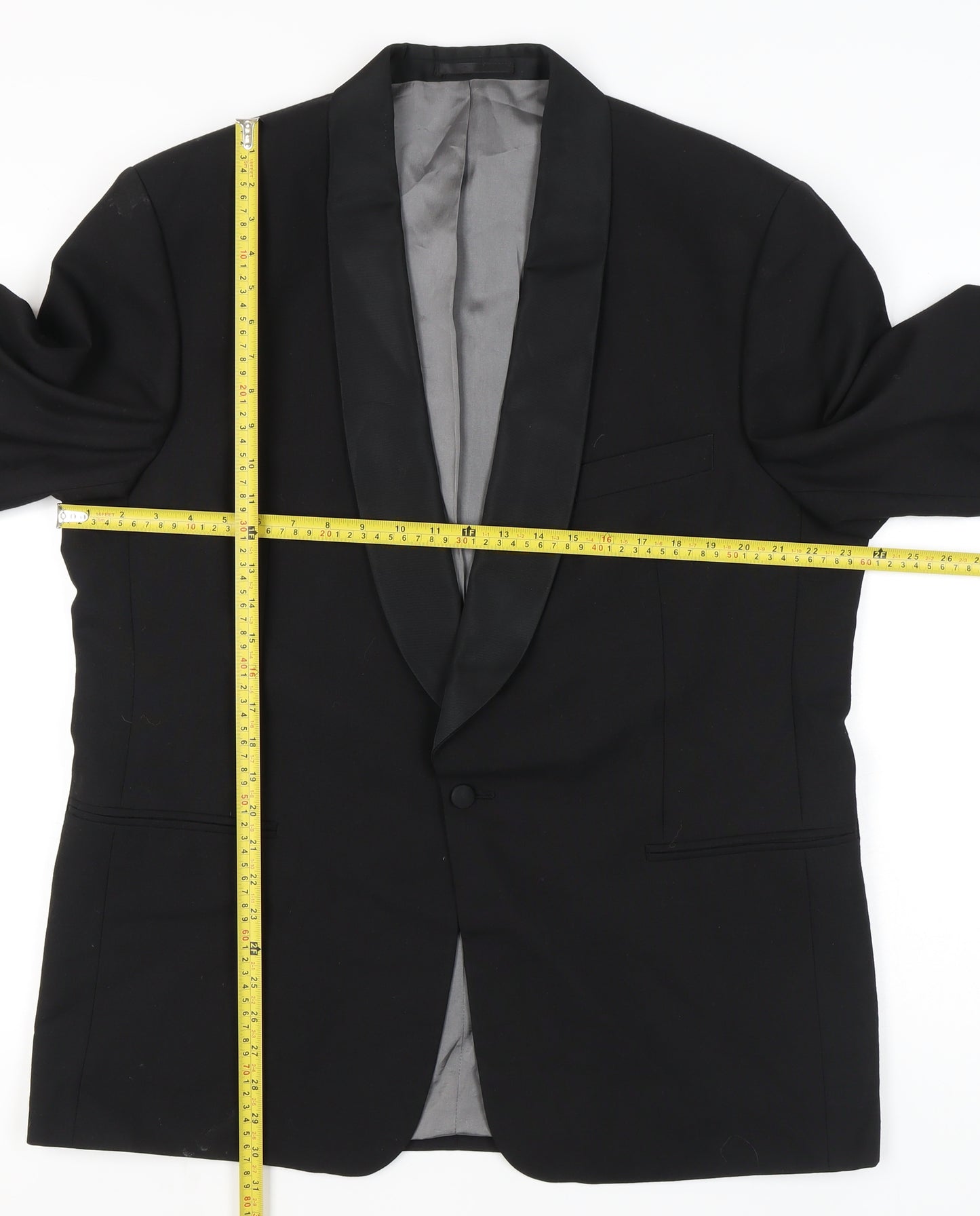 David Moss Men's Black Wool Blend Tuxedo Jacket Shawl Lapel Size 42 Regular