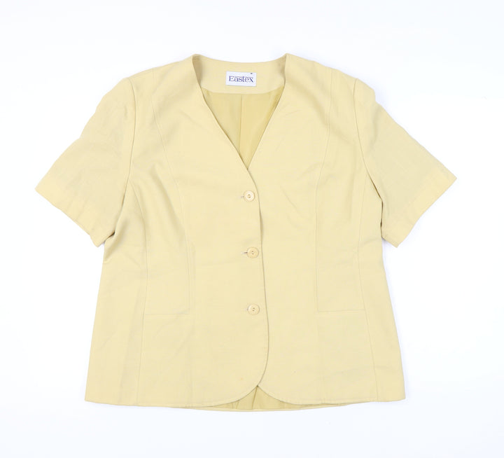 Eastex Womens Yellow Viscose Blend Suit Jacket Size 16 Short Sleeve