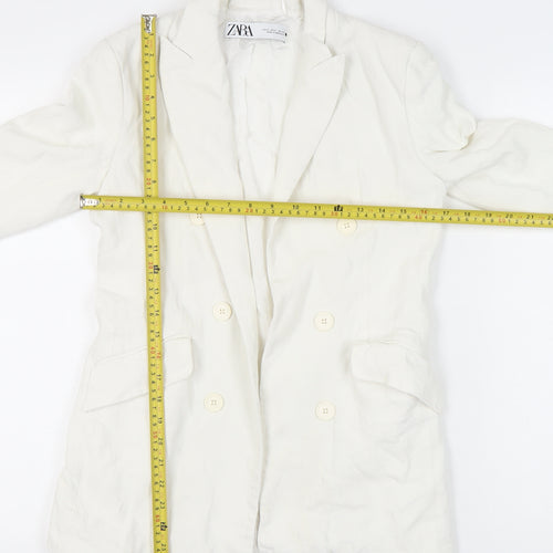 Zara Women White Size 8 Double-Breasted Blazer Jacket