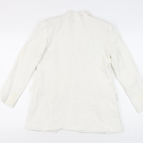 Zara Women White Size 8 Double-Breasted Blazer Jacket