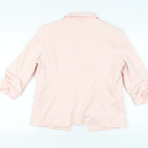 Miss Selfridge Women’s Pink Blazer UK 14 Shawl Lapel 3/4 Sleeve
