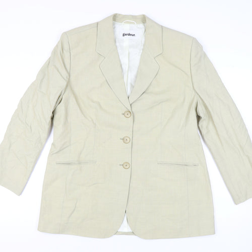 Gardeur Womens Beige Wool Suit Jacket Size 20 Regular Notch Lapel