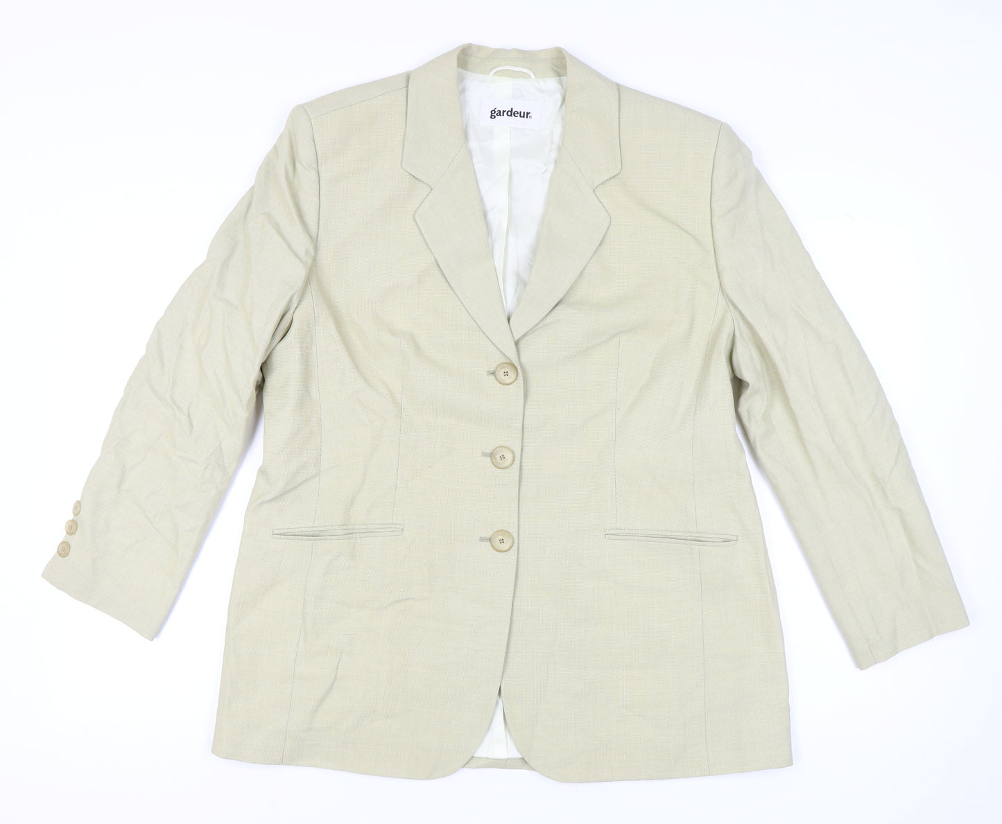 Gardeur Womens Beige Wool Suit Jacket Size 20 Regular Notch Lapel