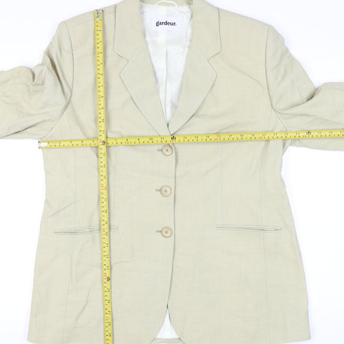 Gardeur Womens Beige Wool Suit Jacket Size 20 Regular Notch Lapel