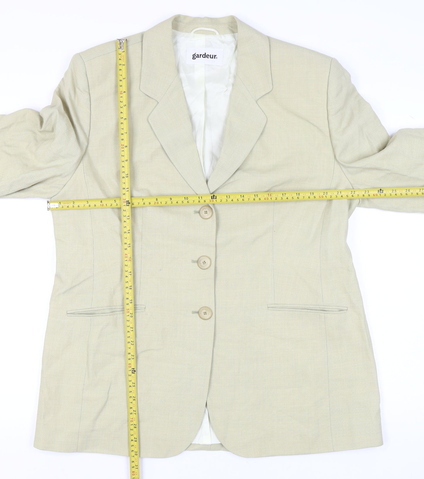 Gardeur Womens Beige Wool Suit Jacket Size 20 Regular Notch Lapel