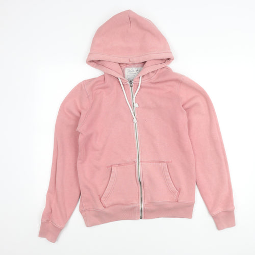 Jack Wills Womens Pink UK 14 Zip Hoodie Jacket with Logo