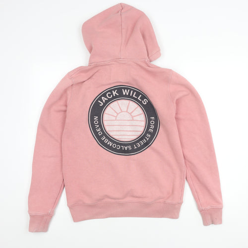 Jack Wills Womens Pink UK 14 Zip Hoodie Jacket with Logo