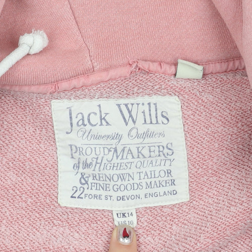Jack Wills Womens Pink UK 14 Zip Hoodie Jacket with Logo