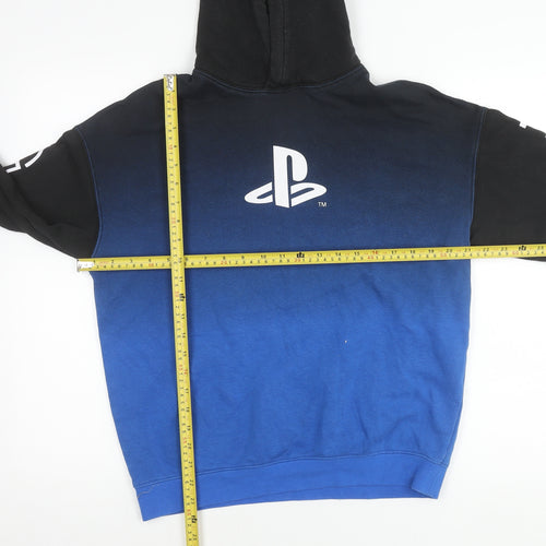 H&M Boys PlayStation Hoodie Black Blue 13-14 Years Pullover Cotton Blend