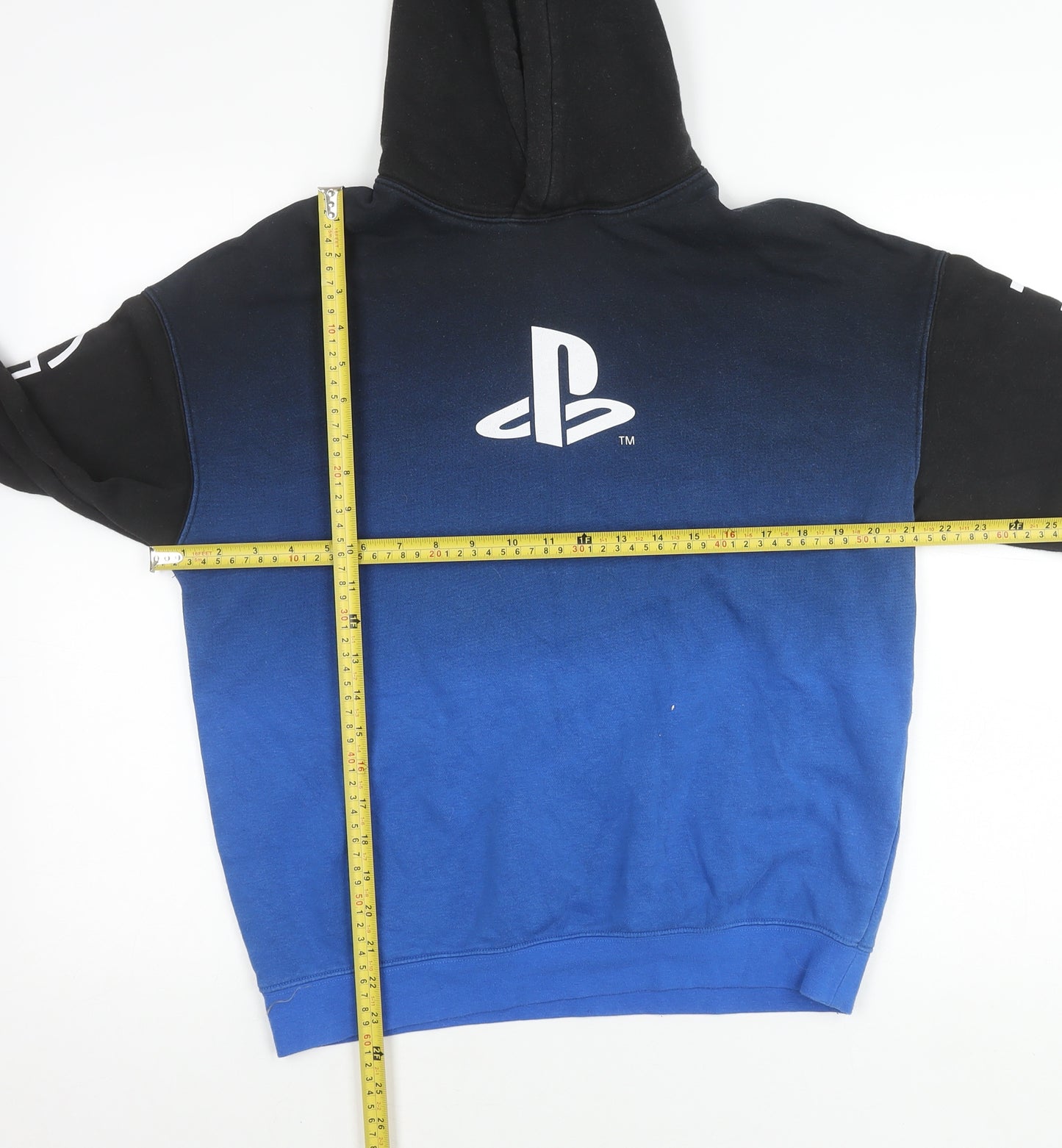 H&M Boys PlayStation Hoodie Black Blue 13-14 Years Pullover Cotton Blend