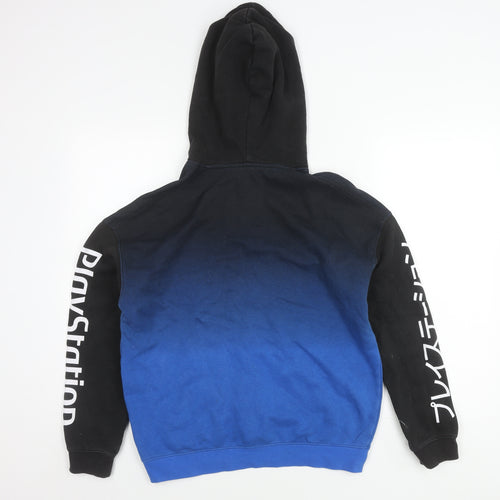 H&M Boys PlayStation Hoodie Black Blue 13-14 Years Pullover Cotton Blend