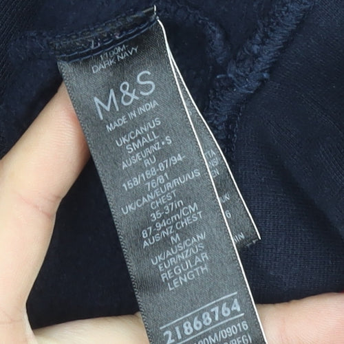 Marks and Spencer Men’s Dark Navy Small Full Zip Hoodie Jacket Cotton 35"-37"