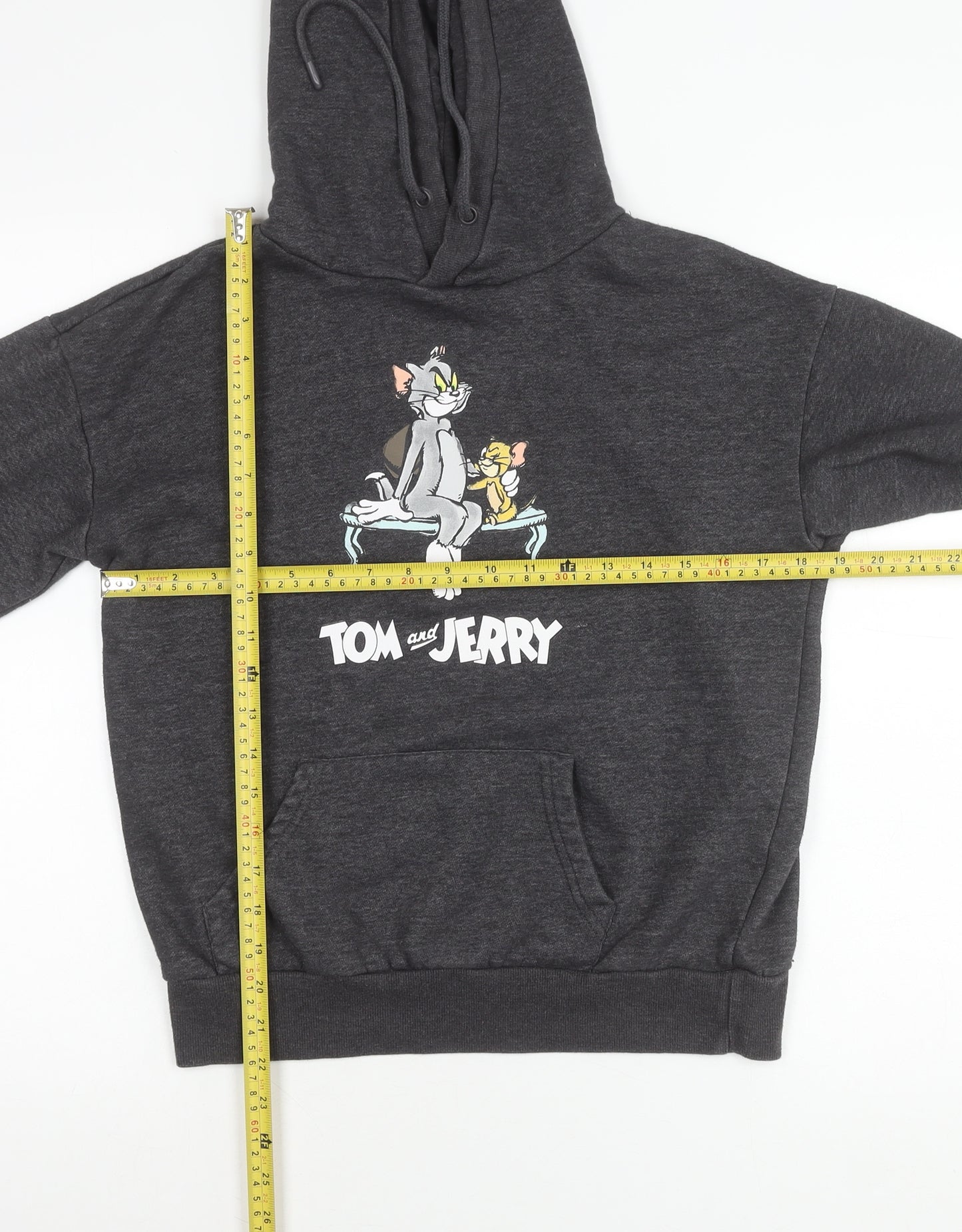 Tom and Jerry Womens Grey Pullover Hoodie 2XS Regular Fit