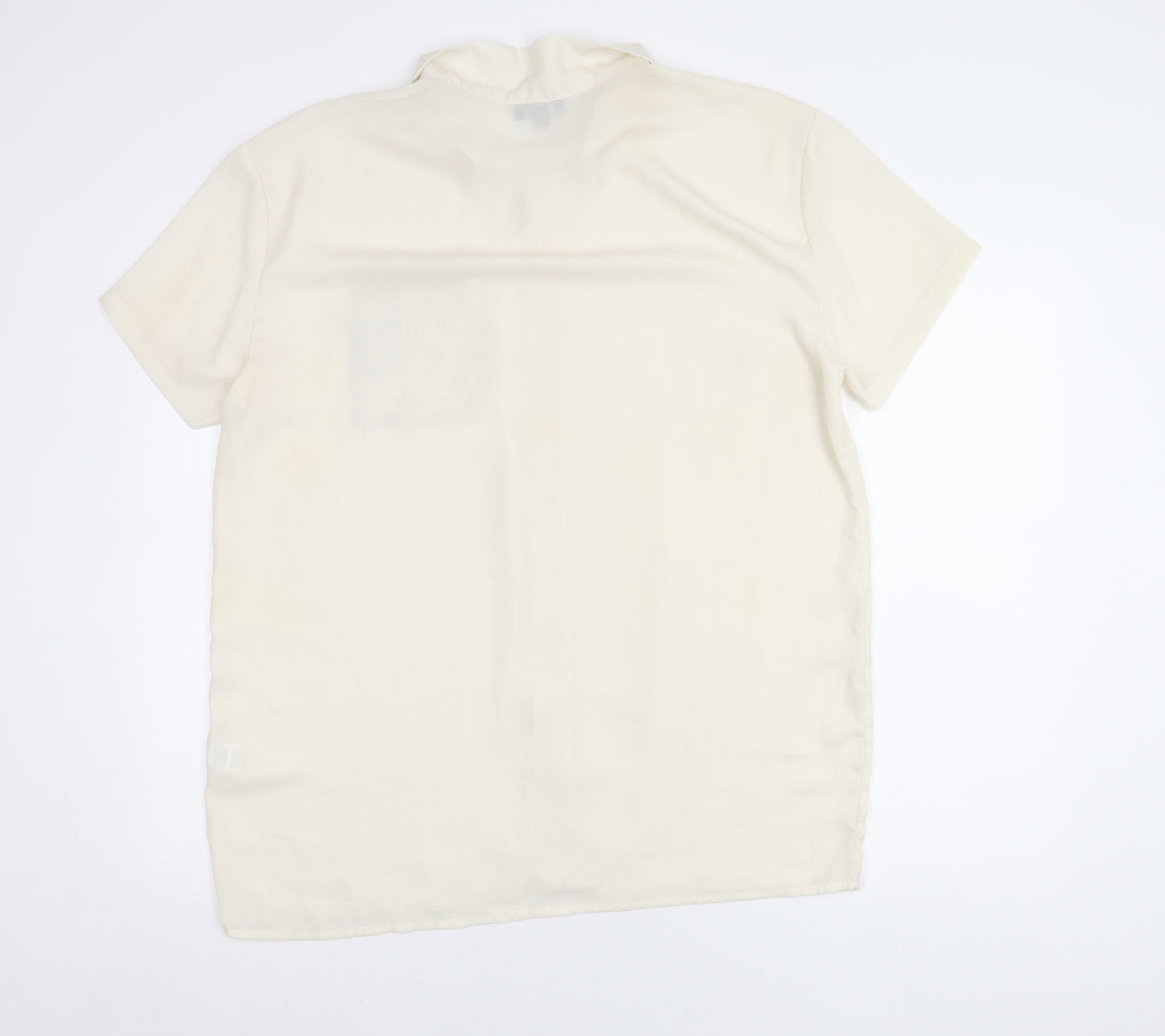 boohooMAN Men's White Short Sleeve Button-Up Shirt M Summer Casual