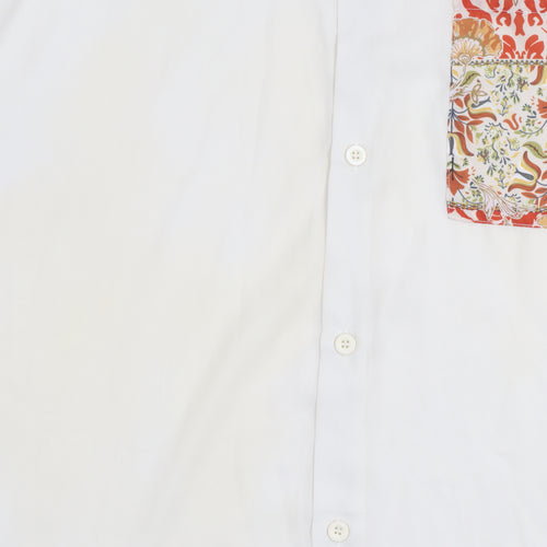 boohooMAN Men's White Short Sleeve Button-Up Shirt M Summer Casual