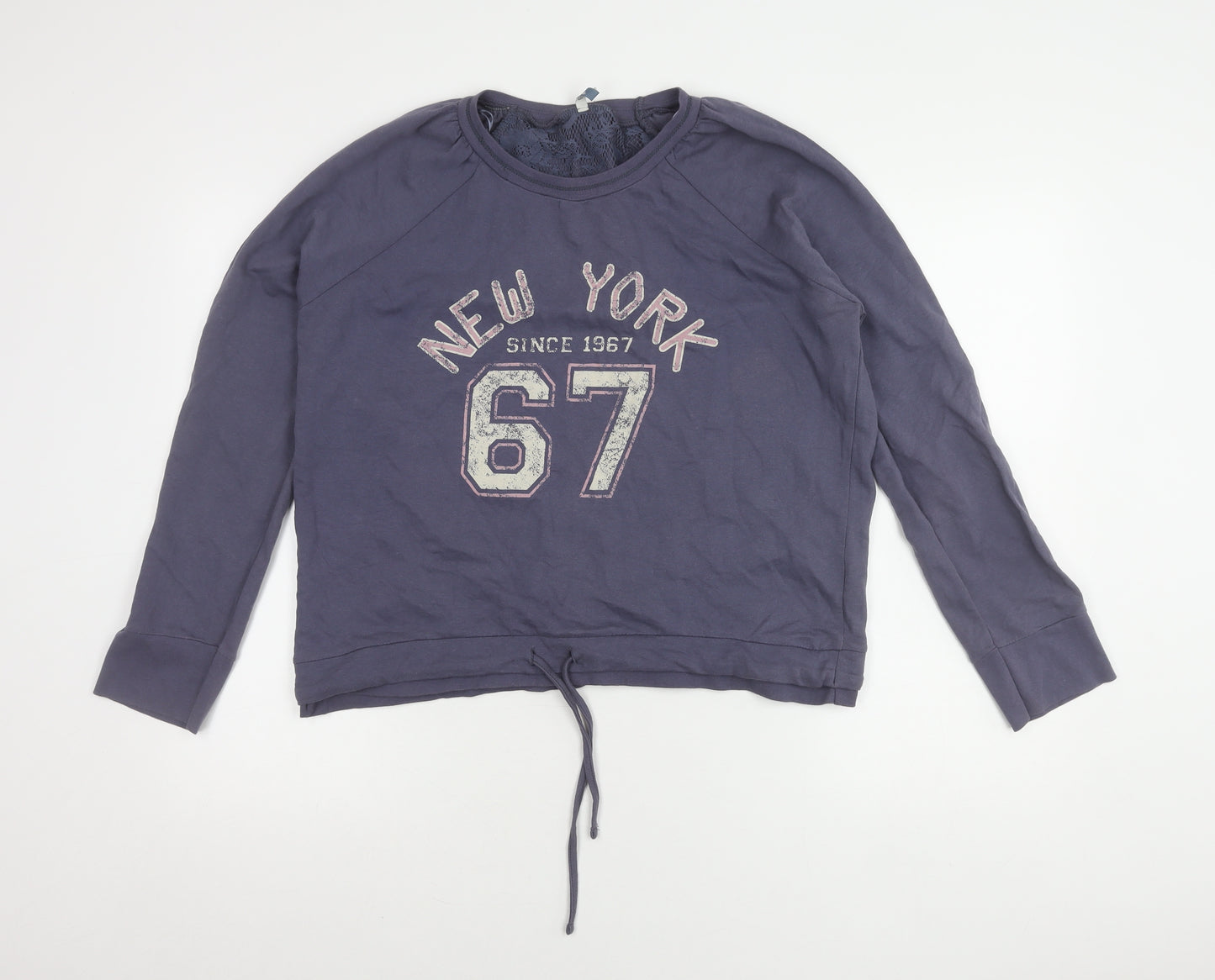E-vie Girls Blue Pullover Sweatshirt Size 18Y Graphic Print Crew Neck