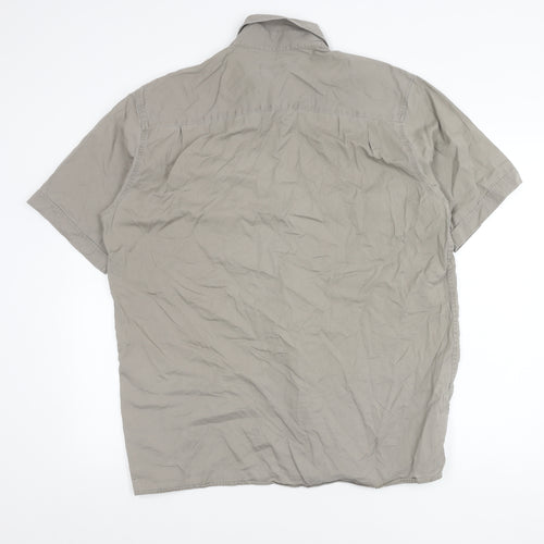 Next Men’s Grey Cotton Short Sleeve Button-Up Shirt L
