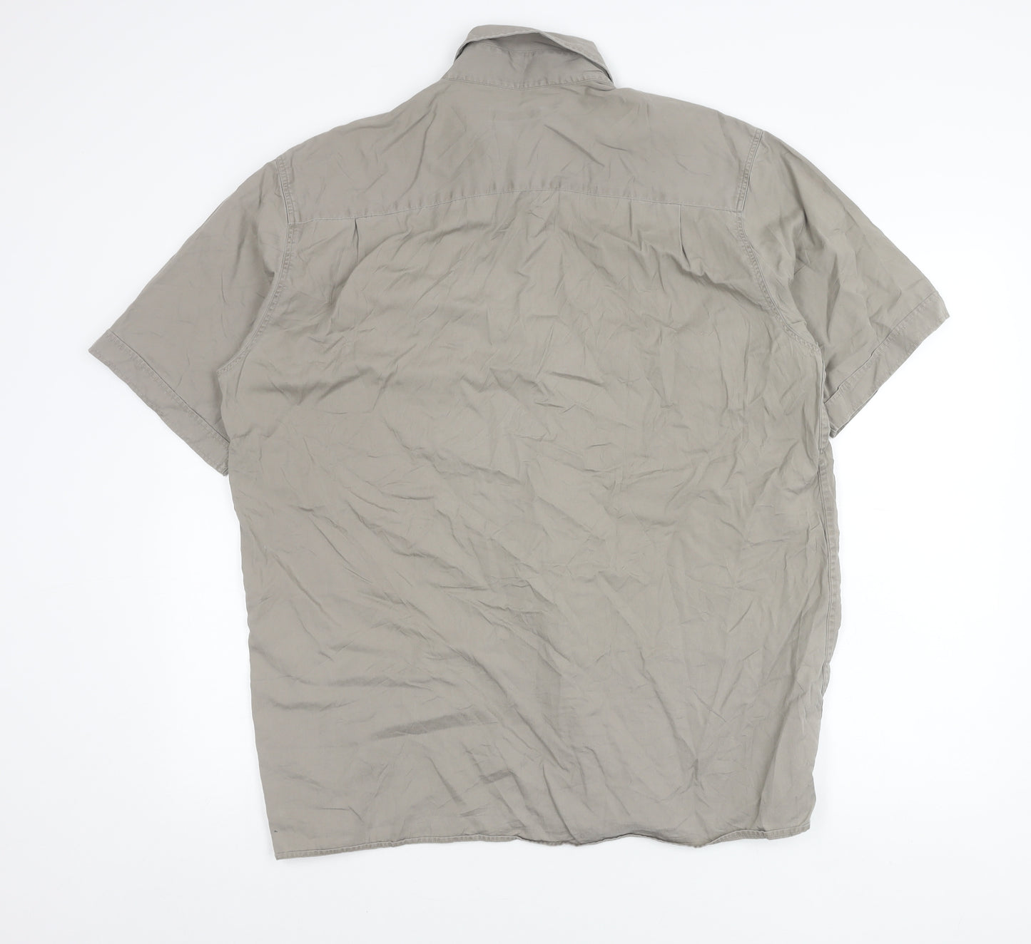 Next Men’s Grey Cotton Short Sleeve Button-Up Shirt L