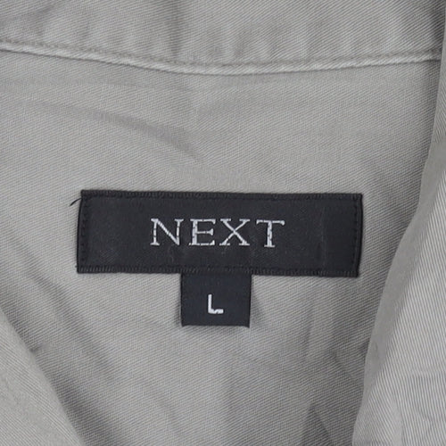 Next Men’s Grey Cotton Short Sleeve Button-Up Shirt L