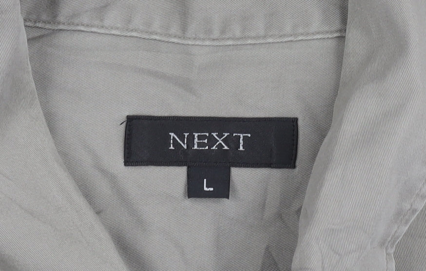 Next Men’s Grey Cotton Short Sleeve Button-Up Shirt L