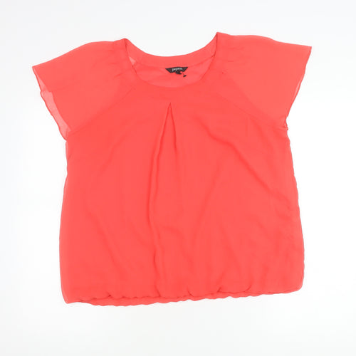Papaya Women’s Red Chiffon Blouse Size 18 Scoop Neck Short Sleeve