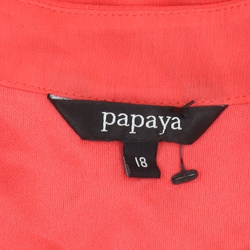Papaya Women’s Red Chiffon Blouse Size 18 Scoop Neck Short Sleeve