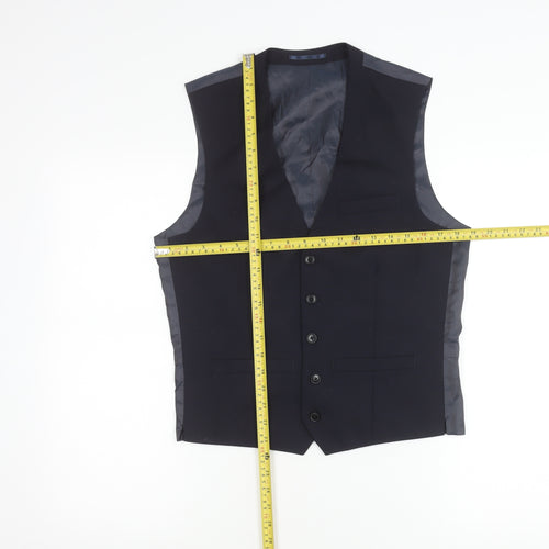 Next Men's Blue Wool Waistcoat Size 36 Classic Formal
