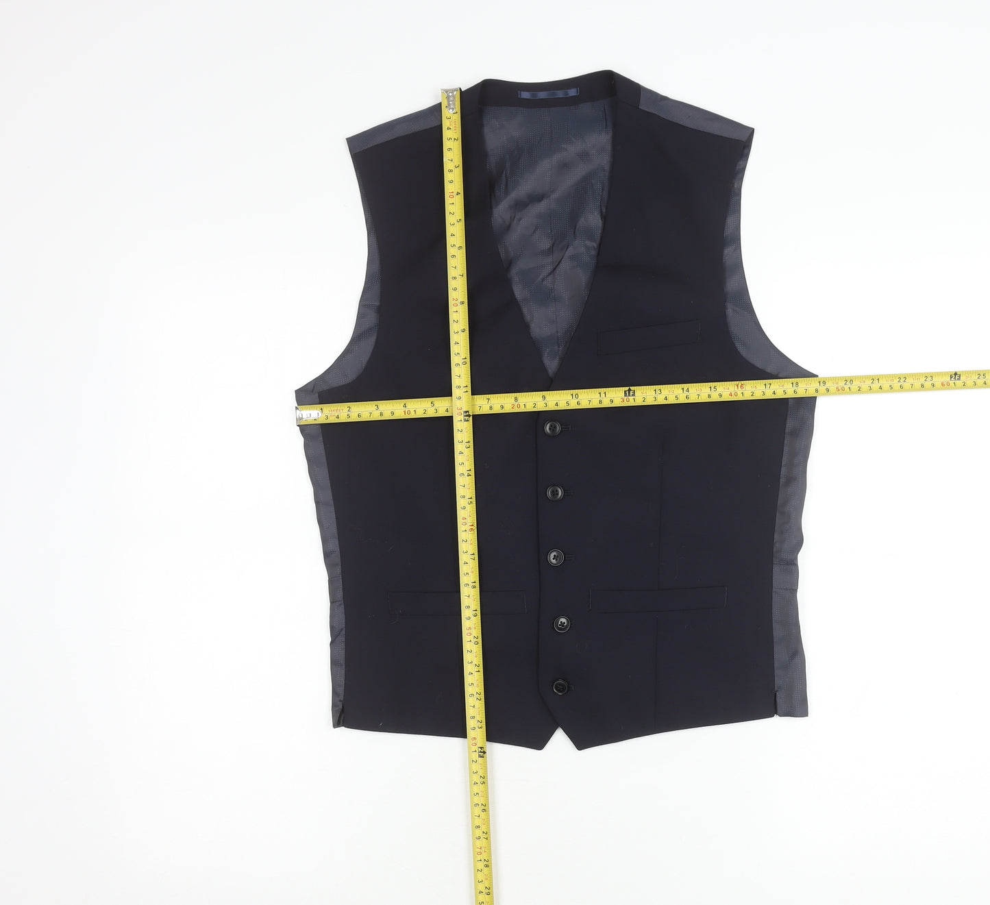 Next Men's Blue Wool Waistcoat Size 36 Classic Formal