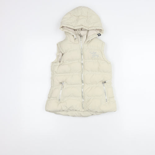 Tokyo Laundry Girls Beige Puffer Hooded Gilet Waistcoat Size 7 Years