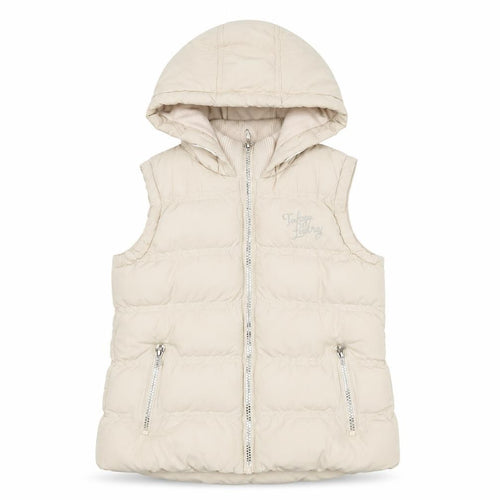 Tokyo Laundry Girls Beige Puffer Hooded Gilet Waistcoat Size 7 Years