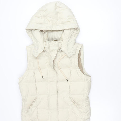 Jackpot Women Beige Hooded Puffer Waistcoat M Quilted Winter