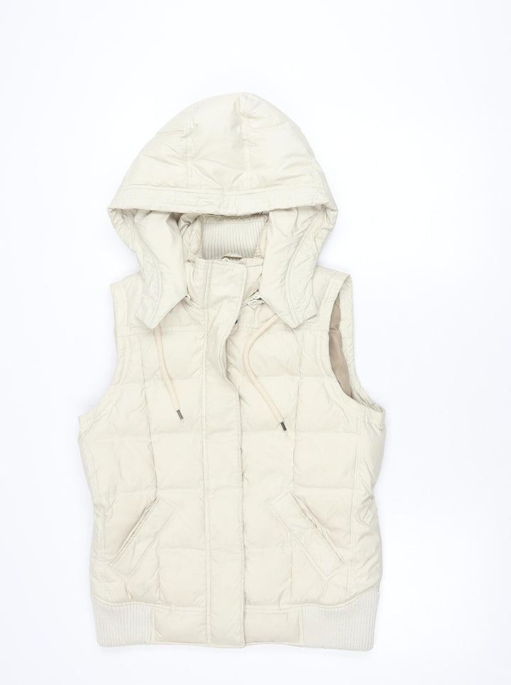 Jackpot Women Beige Hooded Puffer Waistcoat M Quilted Winter