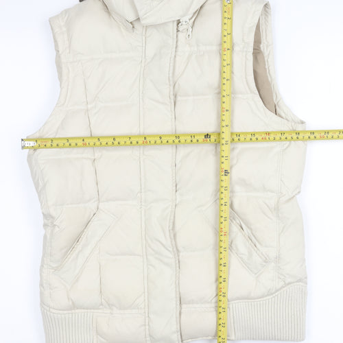 Jackpot Women Beige Hooded Puffer Waistcoat M Quilted Winter