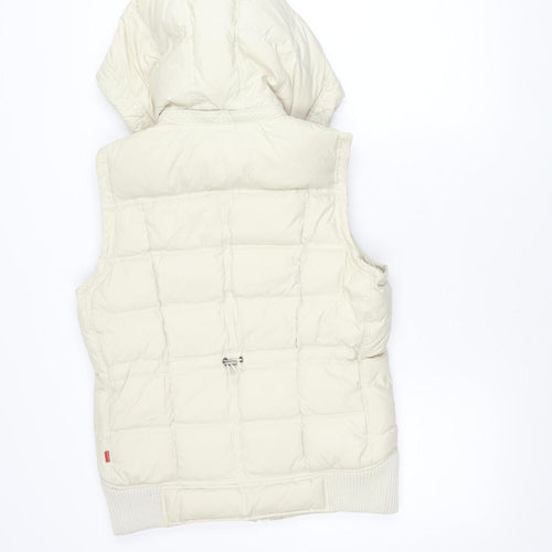 Jackpot Women Beige Hooded Puffer Waistcoat M Quilted Winter