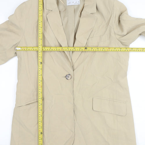 Primark Women Beige UK 10 Blazer Jacket Tailored Workwear