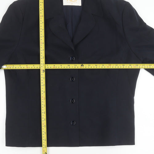 Country Casuals Women’s Blue Silk Suit Jacket Size 14 3/4 Sleeve Formal Blazer