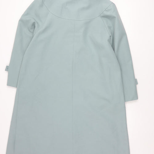 Awrayn Womens Blue Mid-Length Rain Coat Size 16 Button Up Classic