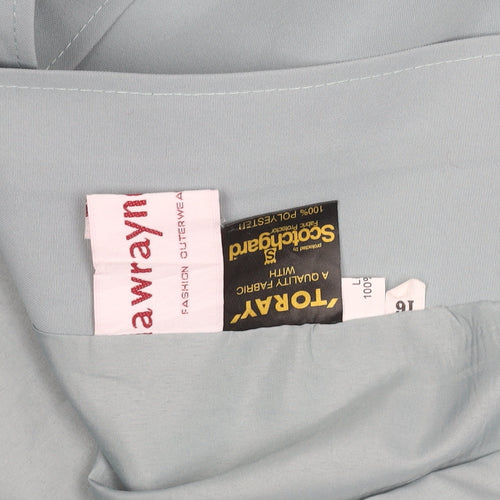 Awrayn Womens Blue Mid-Length Rain Coat Size 16 Button Up Classic