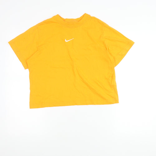 Nike Teens Yellow Loose Fit Cotton T-Shirt Size L Short Sleeve