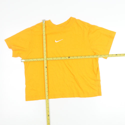 Nike Teens Yellow Loose Fit Cotton T-Shirt Size L Short Sleeve